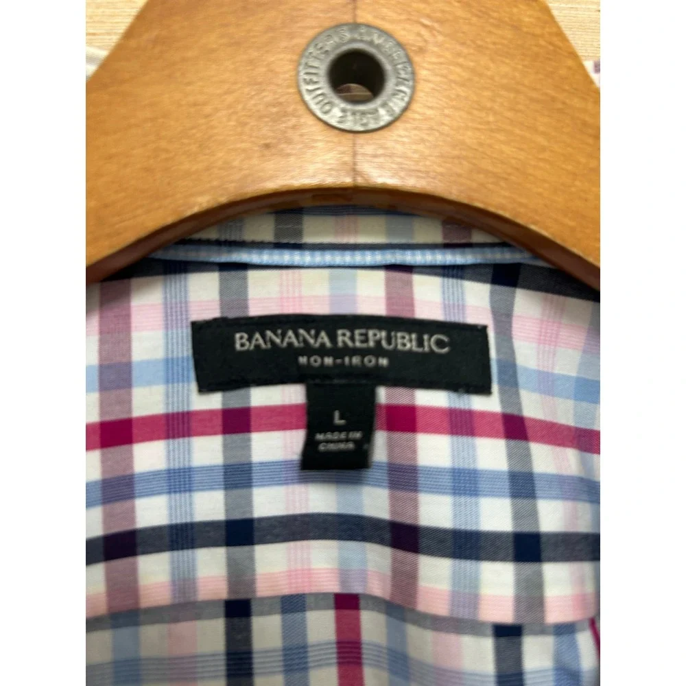 Banana‎ Republic Mens Grant Fit Non-Iron Plaid Button Down Shirt Multi Color L